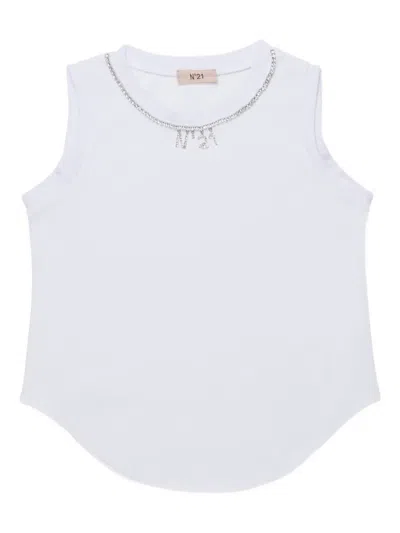 N°21 N21 Kids Logo-embellished Curved Hem Tank Top In Multi