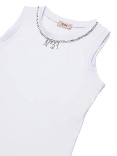 N°21 N21 Kids Logo-embellished Curved Hem Tank Top In Multi
