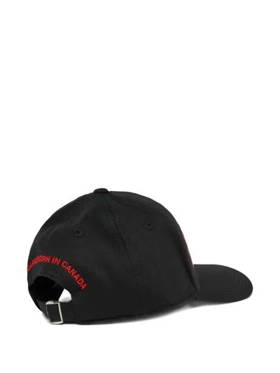 Dsquared2 Flame-detail Logo-print Baseball Cap In Black