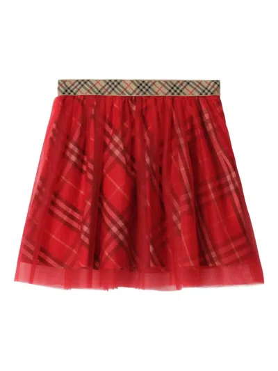 Burberry Check Tulle Skirt In Red