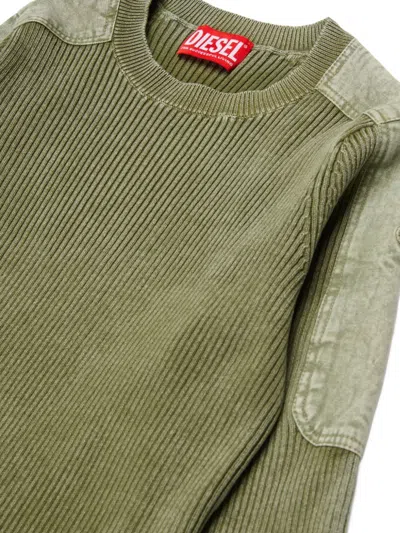 Diesel Kameryn Ribbed Panelled Sweater In Green