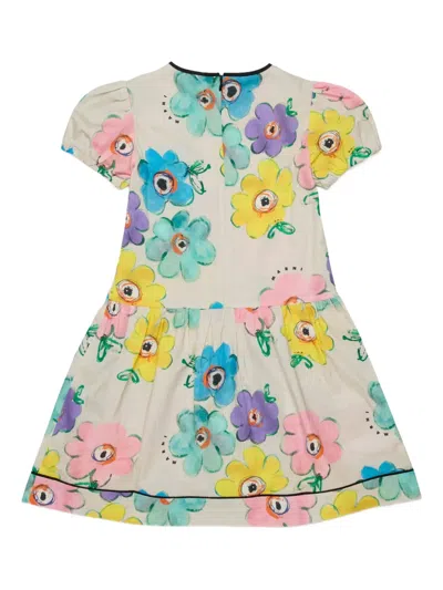 Marni Floral Puff-sleeve Dress In Multi