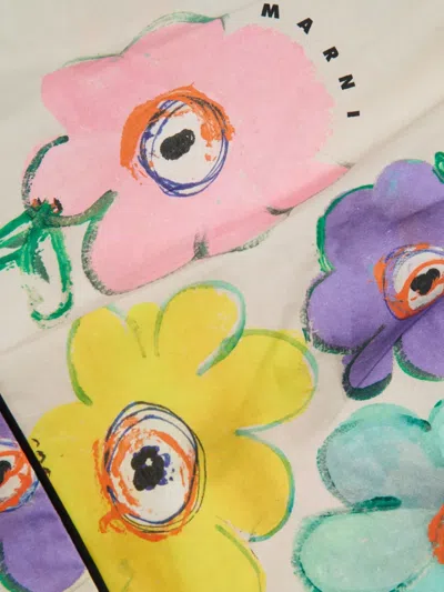 Marni Floral Puff-sleeve Dress In Multi