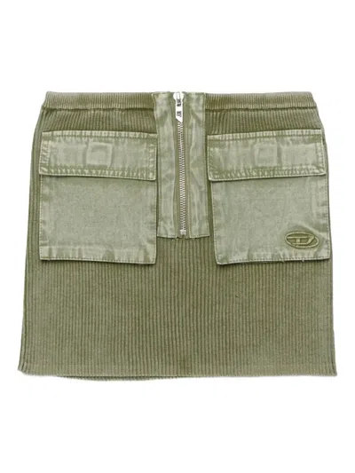 Diesel Gameryn Zip-pocket Skirt In Green