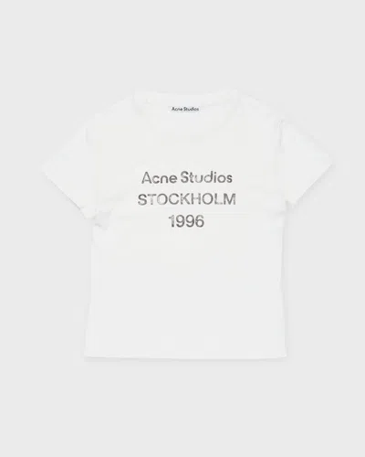 Acne Studios Women White Crewneck T-shirt And Logo Lettering Print On The Front In Cotton Woman