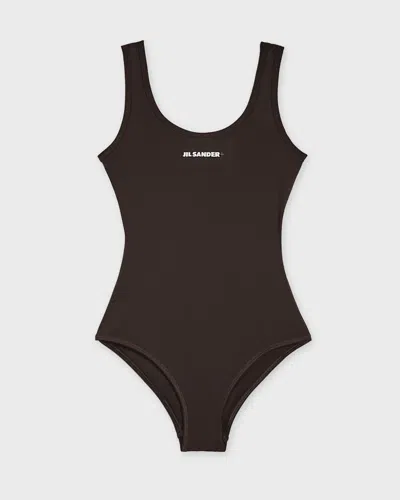 Jil Sander Swimsuit Logo In Brown