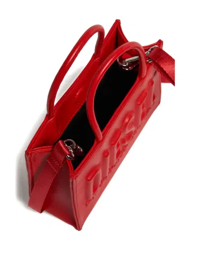 Diesel Dsl 3d Embossed-logo Tote Bag In Red