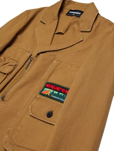 Dsquared2 Patch-pocket Cotton Blazer In Brown