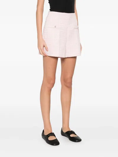 Sandro Sequin Check Tweed Shorts In Pink