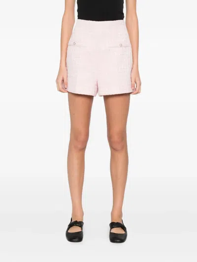 Sandro Sequin Check Tweed Shorts In Pink