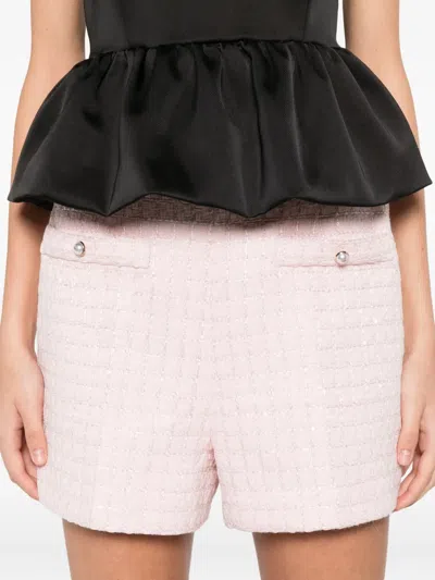 Sandro Sequin Check Tweed Shorts In Pink