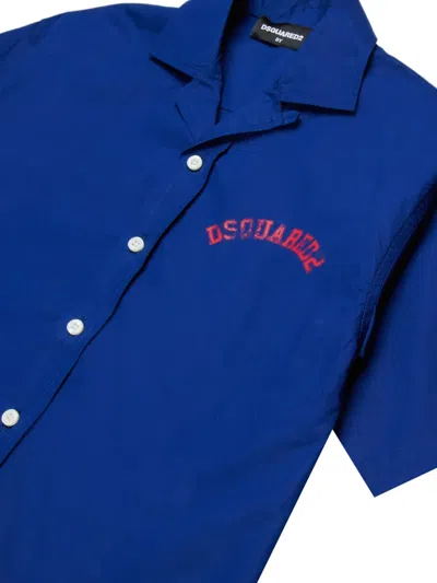 Dsquared2 Buttoned-up Short-sleeves Shirt In Blue