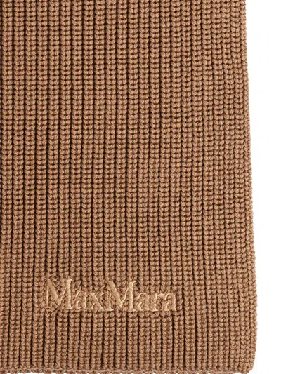 Max Mara Ribbed High-neck Virgin-wool Scarf In Brown