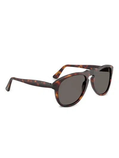 Persol Folding Tortoiseshell Sunglasses In Brown