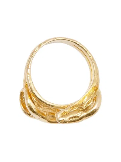Chronos Sterling Silver Animal-motif Ring In Gold