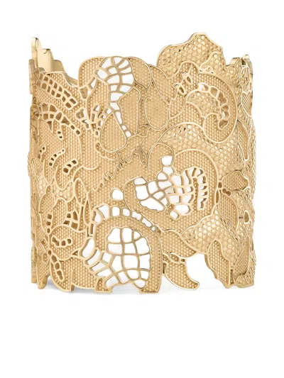 Jimmy Choo Lace Cut-out Cuff Bracelet In Gold