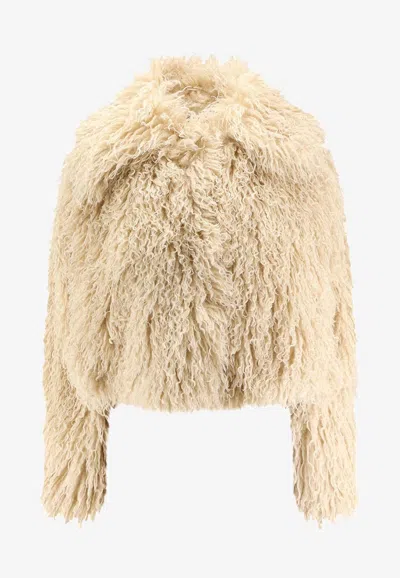 Hugo Boss Cefura Synthetic Fur Jacket In Yellow
