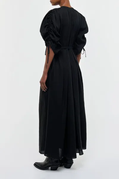 Gabriela Hearst Linnea Maxi Dress In Black Aloe Linen In Black