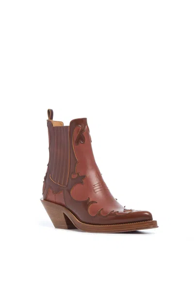 Gabriela Hearst Cassidy Cowboy Ankle Boot In Cognac Leather In Brown
