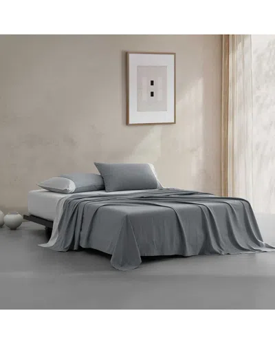 Calvin Klein Rekoop Cotton Blend Sateen Sheet Set - Blue In Gray