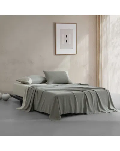 Calvin Klein Rekoop Cotton Blend Sateen Sheet Set - Green In Gray