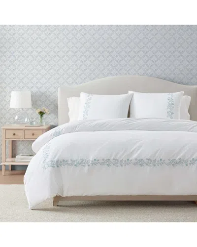 Martha Stewart Garden Path Embroidery 100% Cotton Duvet Set In White