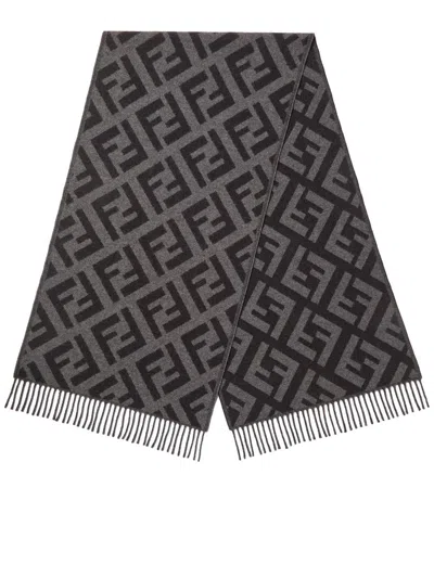 Fendi 45x170 Jacq Ff Macro Scarf Accessories In Black
