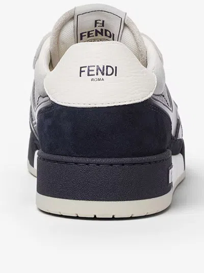 Fendi Match Sneaker In White Leather And Blue Suede Men In Multi