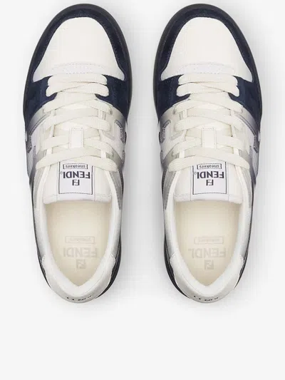Fendi Match Sneaker In White Leather And Blue Suede Men In Multi