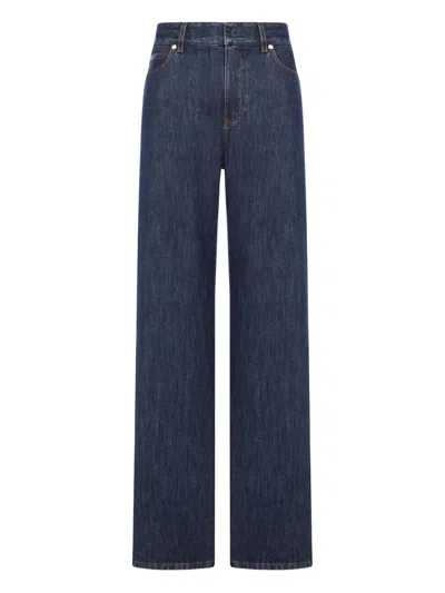 Fendi High-waisted And Straight Leg Five-pocket Jeans Clothing In Multi
