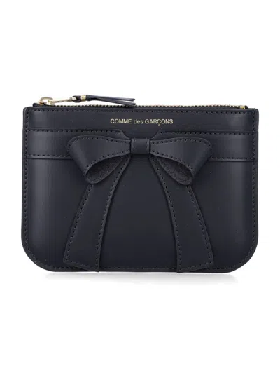 Comme Des Garçons Xsmall Zip Pouch Big Bow In Black