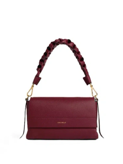 Coccinelle Borsa A Spalla In Pelle Double Boheme Grana Double Small In Burgundy