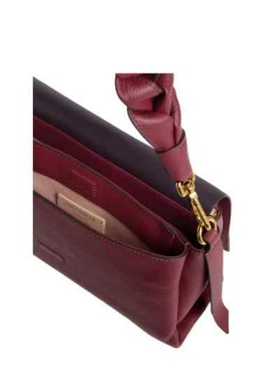 Coccinelle Borsa A Spalla In Pelle Double Boheme Grana Double Small In Burgundy