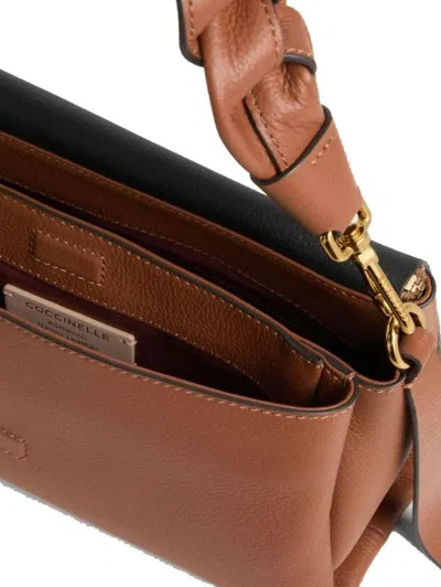 Coccinelle Borsa A Spalla In Pelle Double Boheme Grana Double Small In Neutral