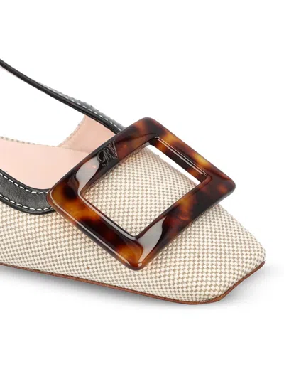 Roger Vivier Belle Vivier Slingback Ballerinas In Canvas In Neutral