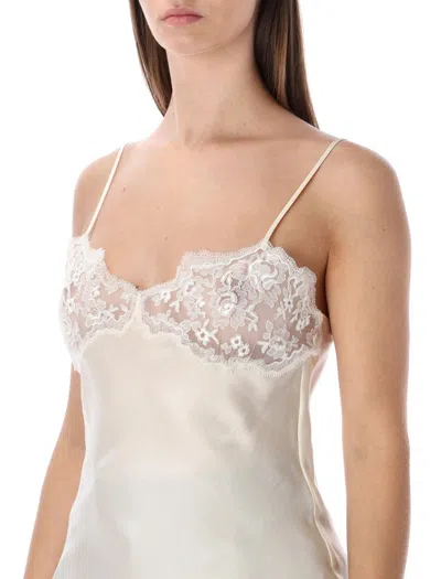 Chloé Lace Panel Silk Camisole Top In Multi