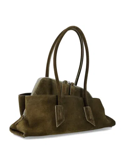Attico Suede Leather Asymmetric La Passeggiata Tote Bag In Brown