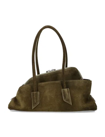 Attico Suede Leather Asymmetric La Passeggiata Tote Bag In Brown