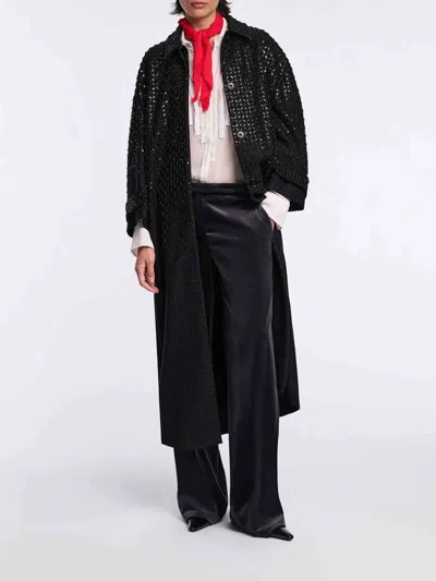 Dorothee Schumacher Sequin Embellished Coat In Punto Milano In Black