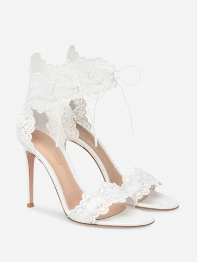 Gianvito Rossi Evie 105 Embroidered Leather Sandals In White