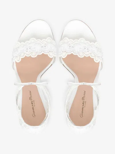 Gianvito Rossi Evie 105 Embroidered Leather Sandals In White