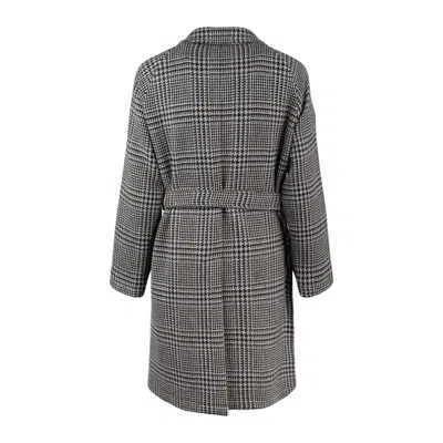 Tagliatore Prince Of Wales Virgin Wool And Cashmere Blend Coat In Gray