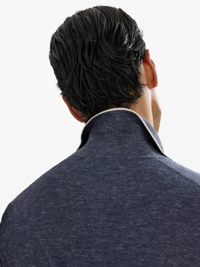 Brunello Cucinelli Long-sleeve Button-fastening Polo Shirt In Blue