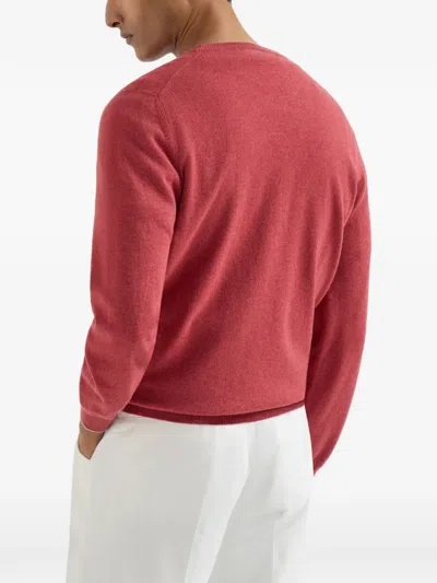 Brunello Cucinelli Ribbed Crew-neck Sweater In Red