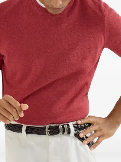 Brunello Cucinelli Ribbed Crew-neck Sweater In Red