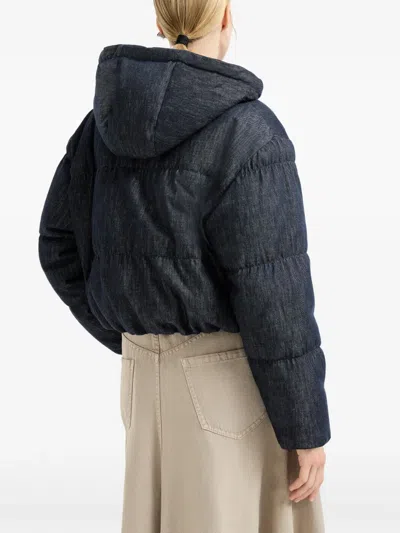 Brunello Cucinelli Denim-effect Twill Down Jacket In Gray