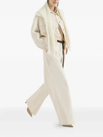 Brunello Cucinelli Monili-loop-detail Trousers In White