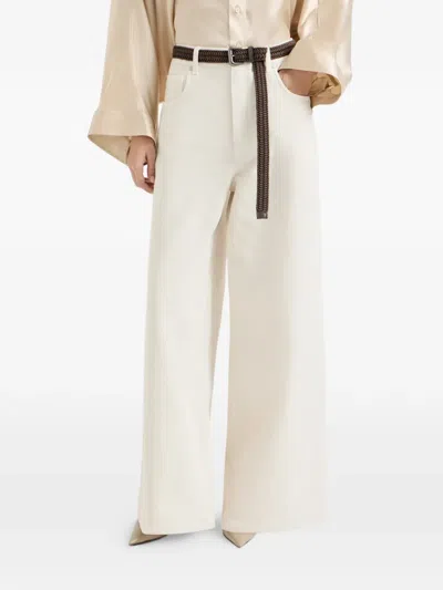 Brunello Cucinelli Monili-loop-detail Trousers In White