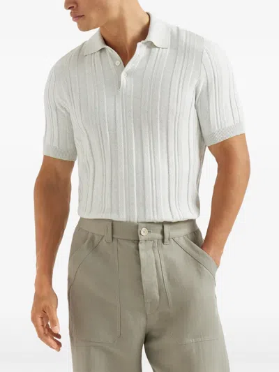 Brunello Cucinelli Button-fastening Short-sleeve Polo Shirt In Gray