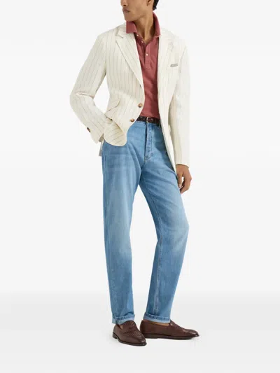 Brunello Cucinelli Short-sleeve Polo Shirt In Red